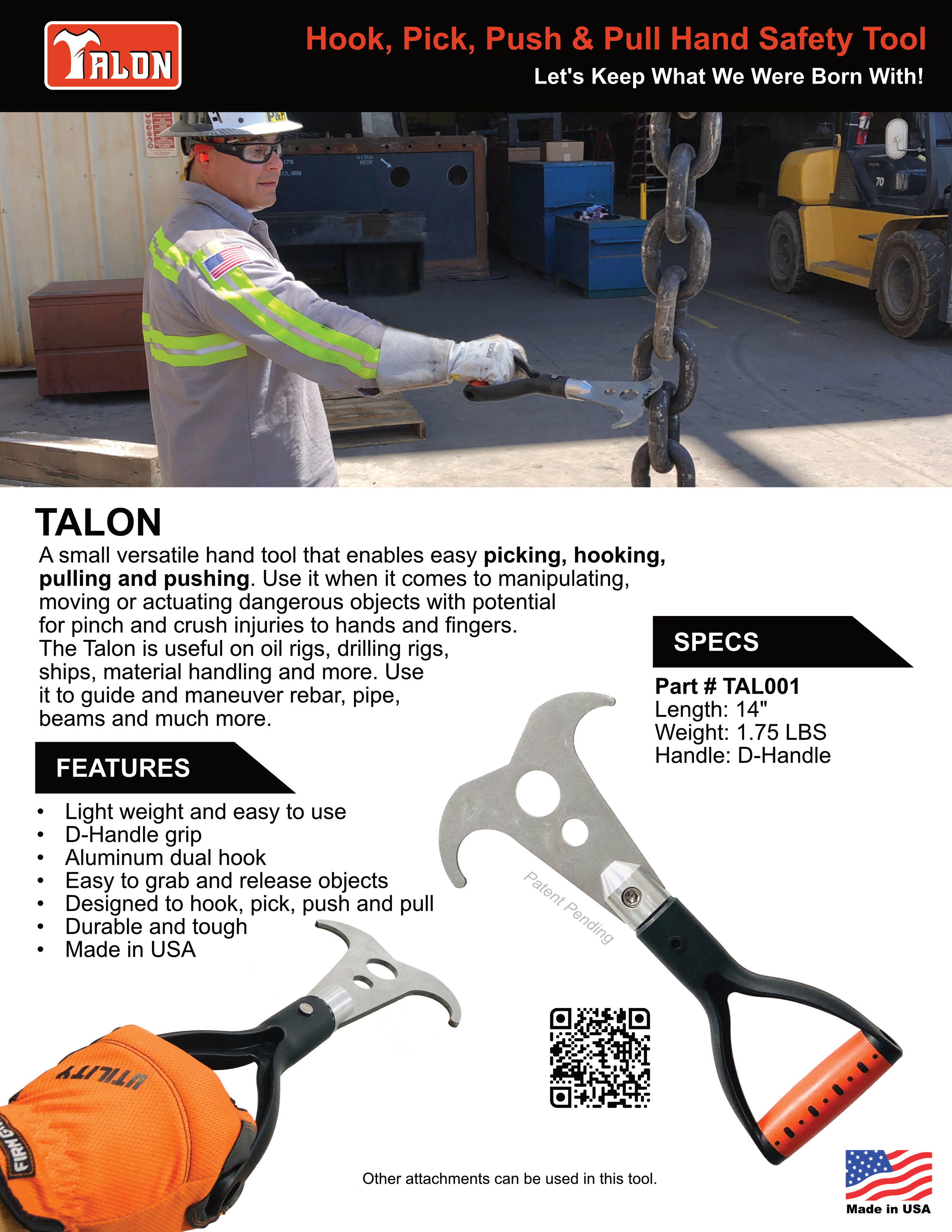Talon - Dual Hook, Super Strong, Lightweight Hand Safety Tool Used
