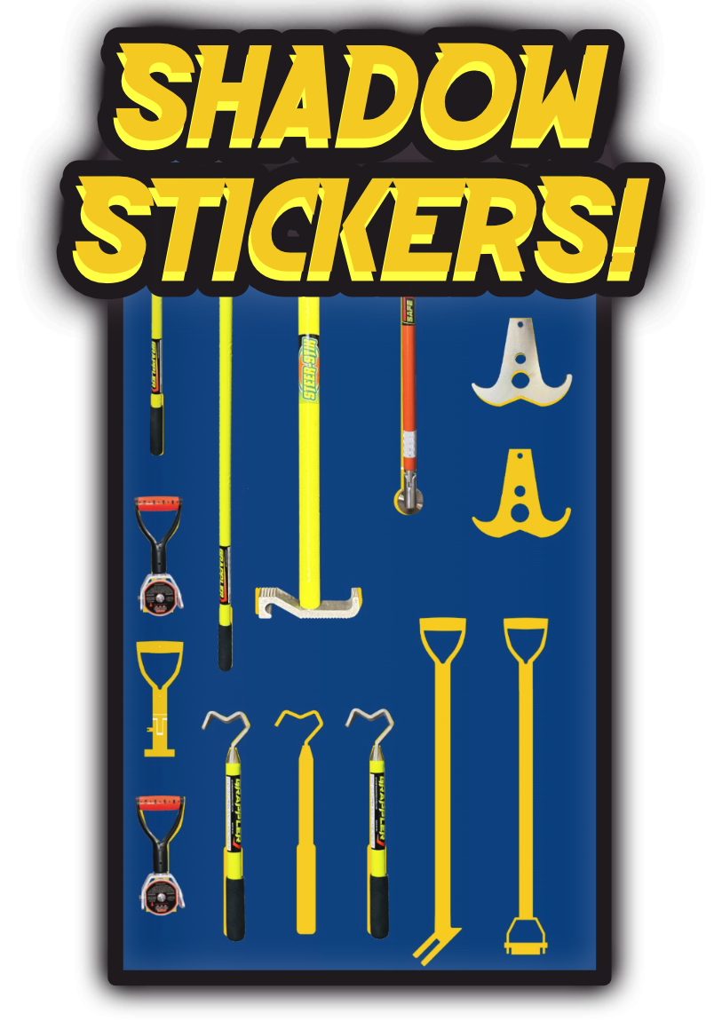 Shadow stickers for tool storage boards